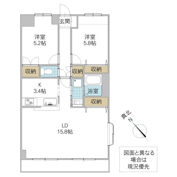 FUJIパレス(2LDK/2階)の間取り写真