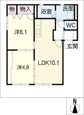 リニモ はなみずき通駅 徒歩16分 2階建 築24年(2LDK/1階)の間取り写真