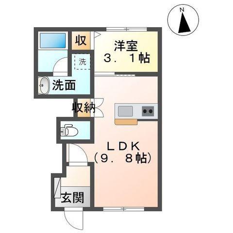 ディベロップ富田(1LDK/1階)の間取り写真