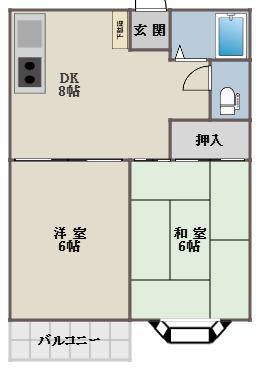 グリーンハイツ(2DK/1階)の間取り写真