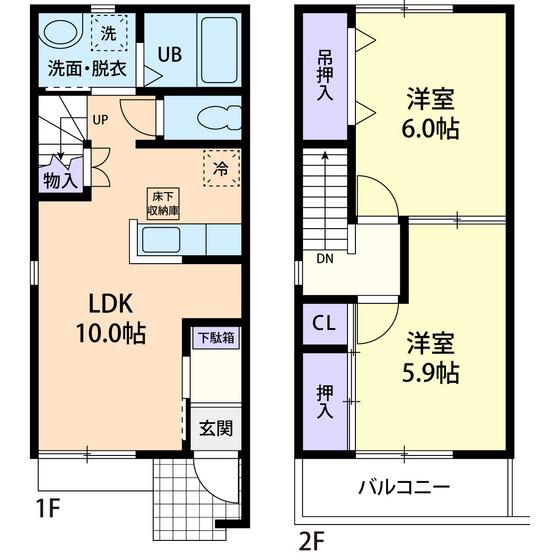 PRENDRE B(2LDK/1階)の間取り写真