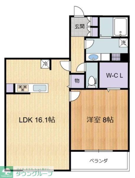 ベオーク(1LDK/3階)の間取り写真
