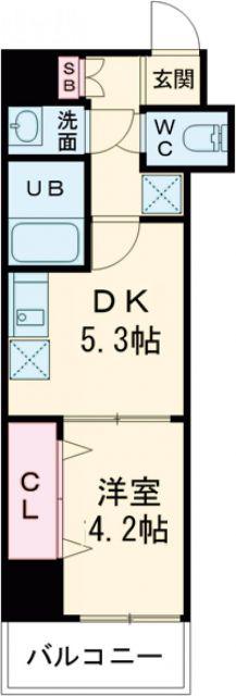 GARDENIA高井田(1DK/8階)の間取り写真