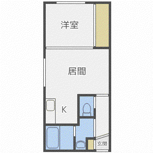 カーサフェリーチェ栄町(1LDK/3階)の間取り写真