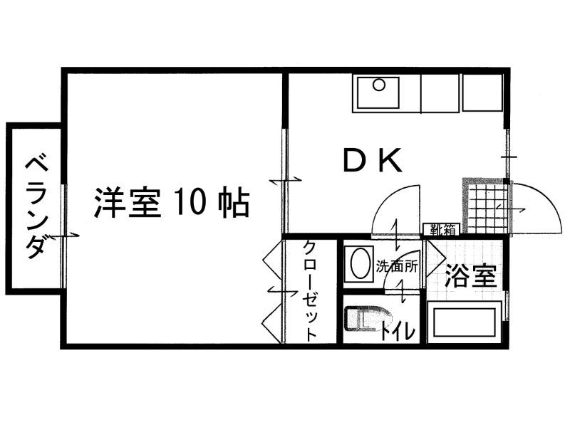エスポワール柞田3号地(1K/1階)の間取り写真