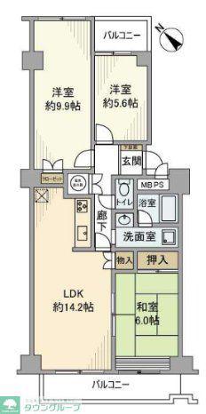 鎌倉グリーンマンション(3LDK/10階)の間取り写真