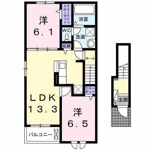 クラール I(2LDK/2階)の間取り写真