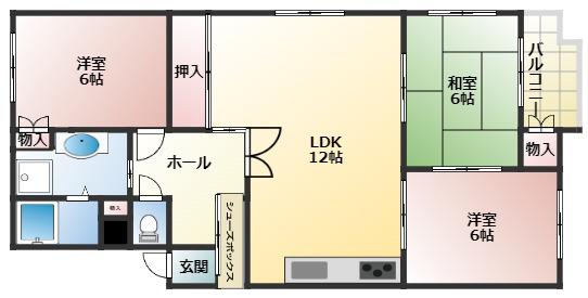 ライオンズマンション第2魚崎(3LDK/1階)の間取り写真
