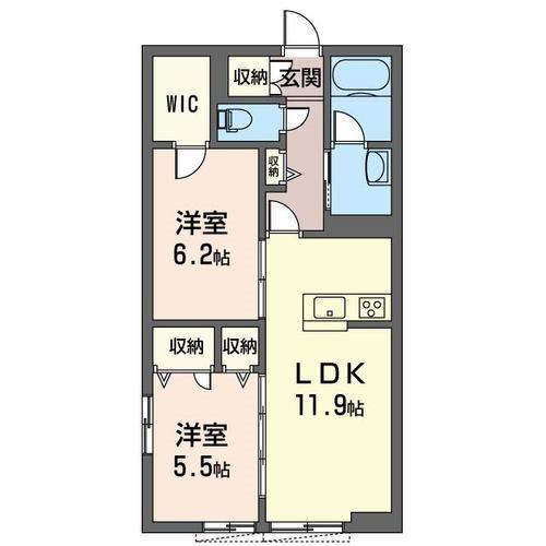 ベルコリーヌ(2LDK/2階)の間取り写真