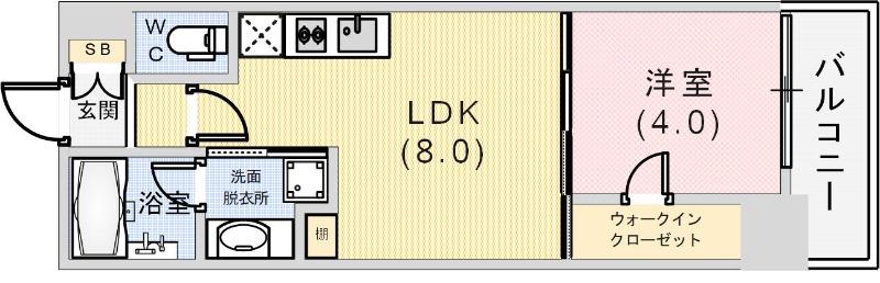 ブエナビスタ神戸駅前(1LDK/11階)の間取り写真