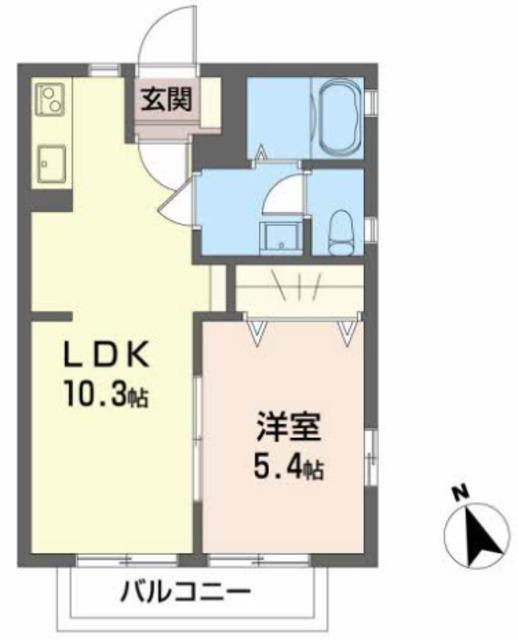 ディアス中央公園(1LDK/2階)の間取り写真