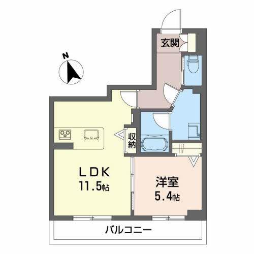 ベレオ本町通(1LDK/4階)の間取り写真