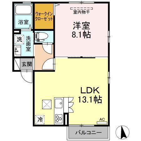 クレシエンドB(1LDK/1階)の間取り写真
