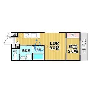 リアコート北田辺II(1LDK/1階)の間取り写真