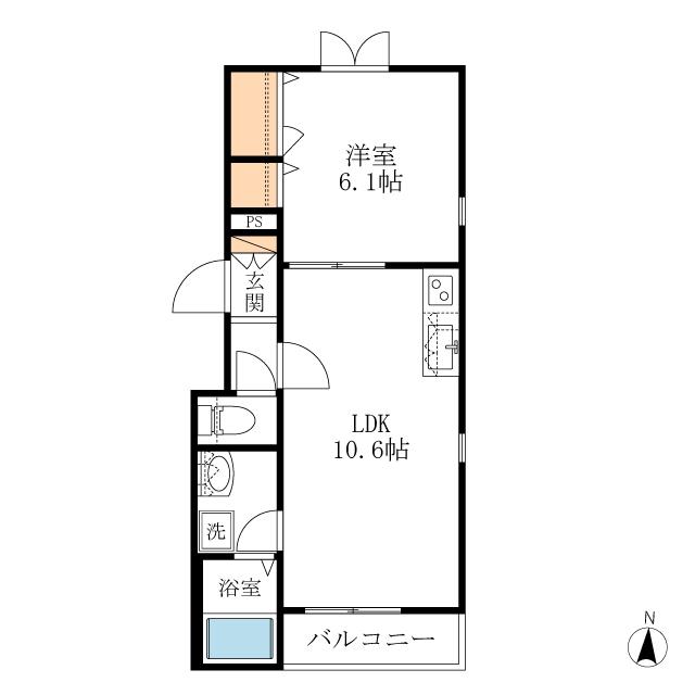 ドエル中延(1LDK/2階)の間取り写真