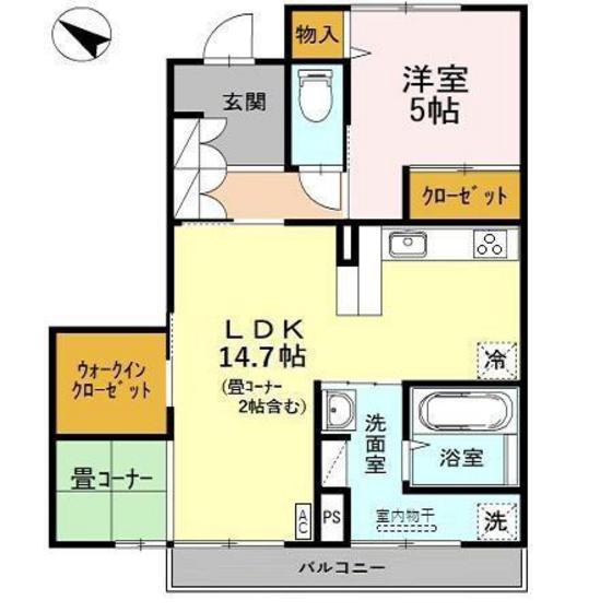 D-ROOM本郷新II(1LDK/1階)の間取り写真