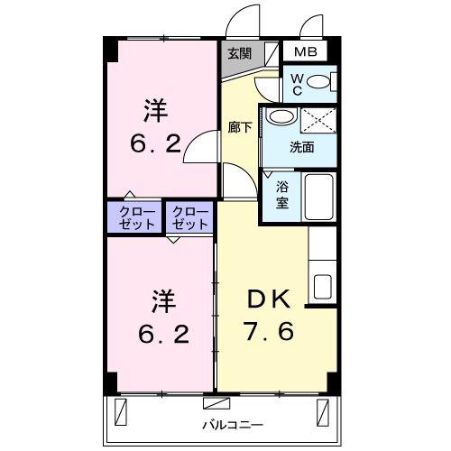 サンリットM(2DK/2階)の間取り写真