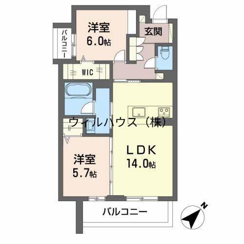 シャーメゾンCHERIEN(2LDK/3階)の間取り写真