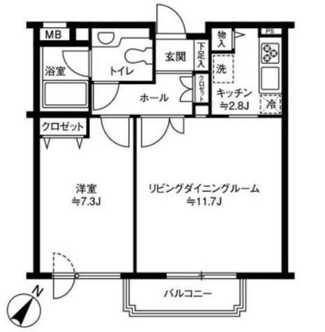 代々木エリアの高級物件 参宮橋マンション C(1LDK/2階)の間取り写真