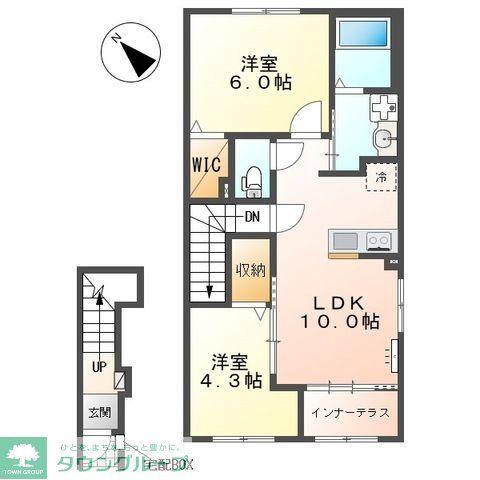 坂戸市千代田 アパートII期工事(2LDK/2階)の間取り写真