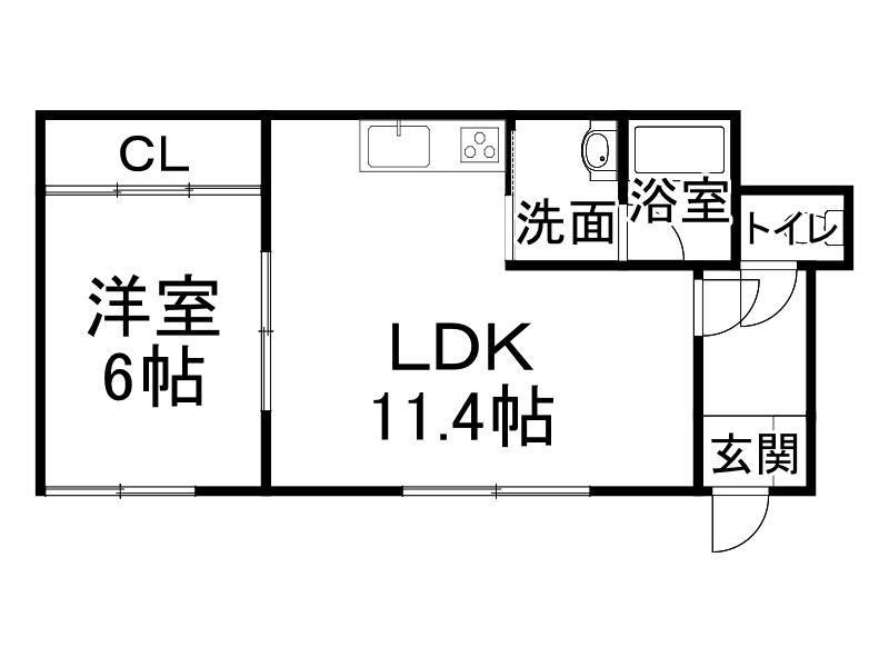 シェルメゾンB(1LDK/2階)の間取り写真