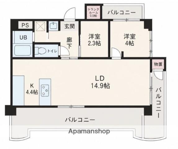 ステイツ天神(1SLDK/2階)の間取り写真