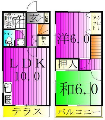 シティハウスαC(2LDK/1階)の間取り写真