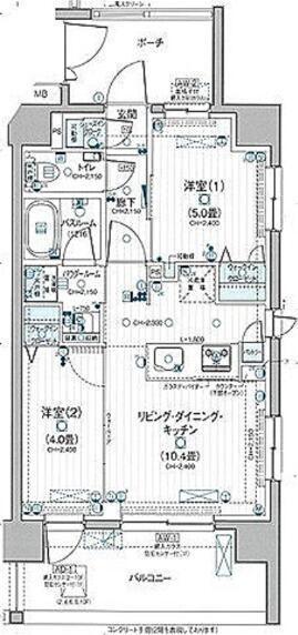 デュオステージ立川錦町(2LDK/5階)の間取り写真