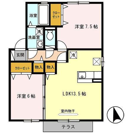 ソレイユ・ヴィラ(2LDK/2階)の間取り写真