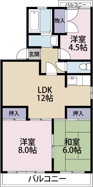 ロイアルまさや(3LDK/1階)の間取り写真