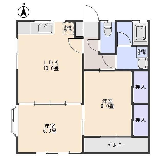 ヴィレッジ浅見(2LDK/2階)の間取り写真