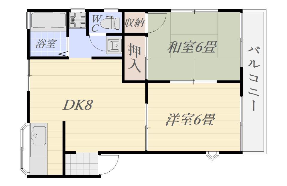 ルミネスI(2DK/2階)の間取り写真