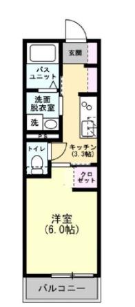 THE TERRACE若久(1K/1階)の間取り写真