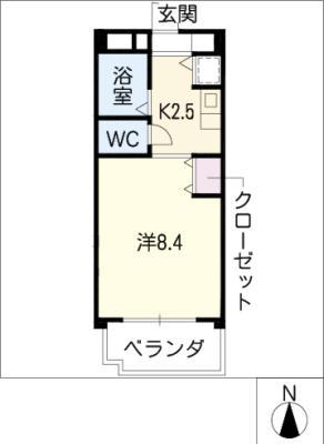 ラフィネ・アビタシオン(1K/2階)の間取り写真