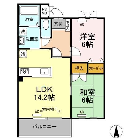 シルフィッドII(2LDK/1階)の間取り写真