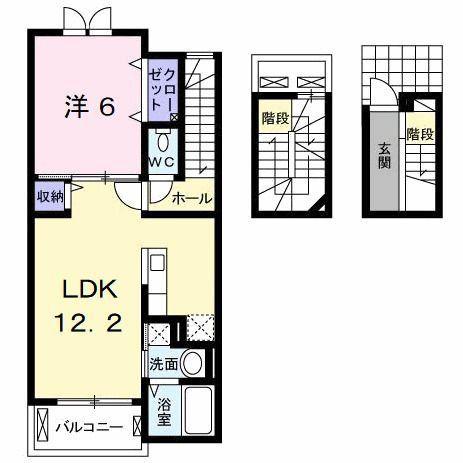 アンブラッセI(1LDK/3階)の間取り写真