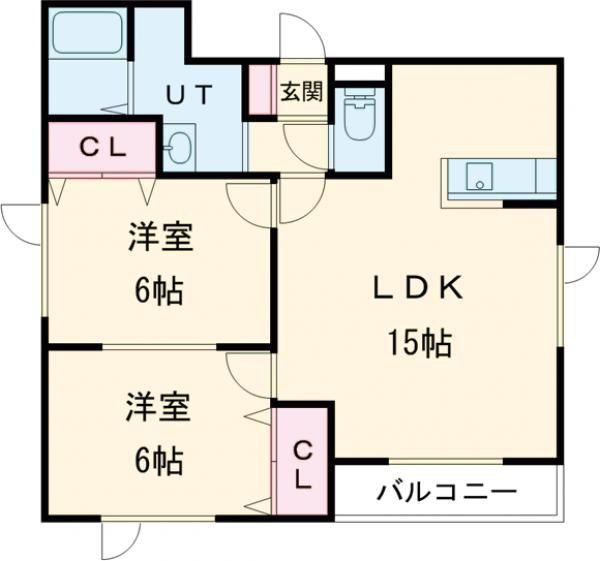 レインボーハウスファミール新中野(2LDK/3階)の間取り写真