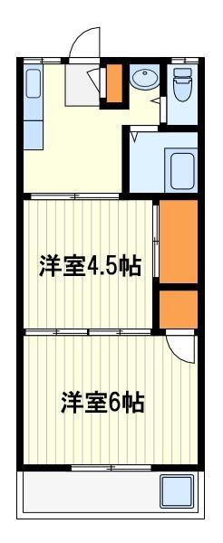 第2住良志荘(2K/1階)の間取り写真