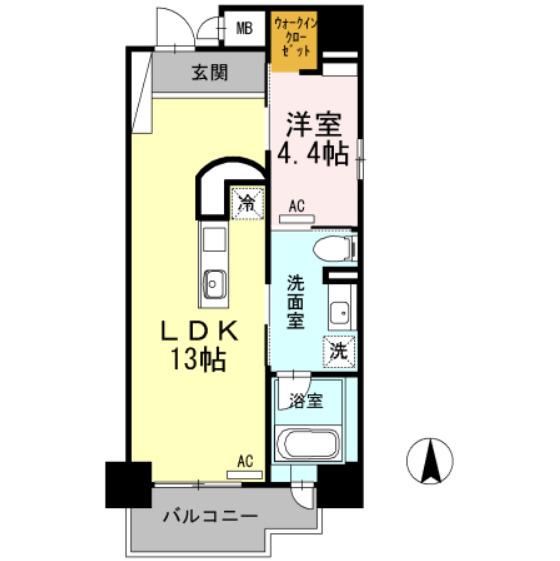BEE-PARQ扇町(1LDK/6階)の間取り写真