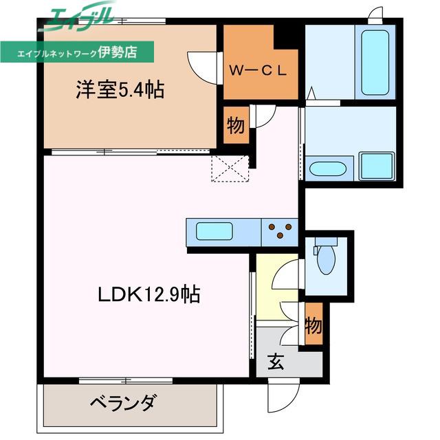 クラウンエステート倭(1LDK/1階)の間取り写真