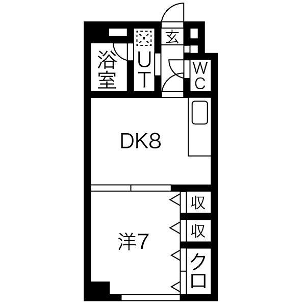 ユーハイツ昴(1LDK/4階)の間取り写真