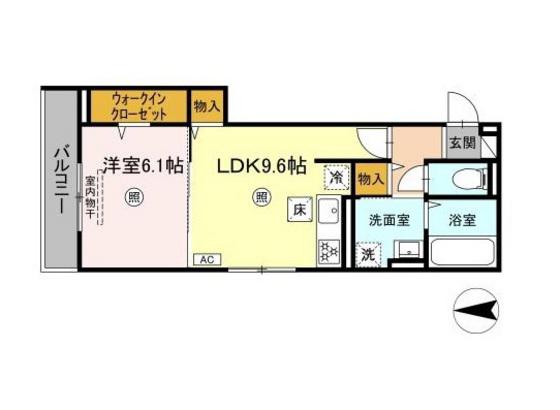 タウン清心(1LDK/1階)の間取り写真
