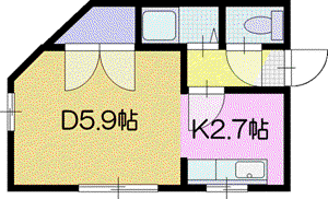 白い風船(1DK/2階)の間取り写真