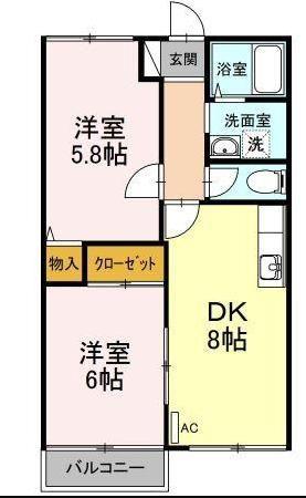 サニーハウス(2DK/2階)の間取り写真
