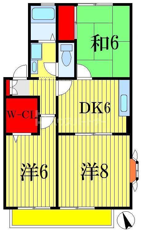 KSセジュールA(3DK/2階)の間取り写真