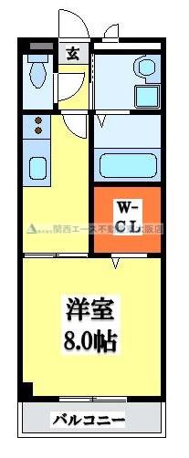 アンプルールフェールU-HA(1K/3階)の間取り写真