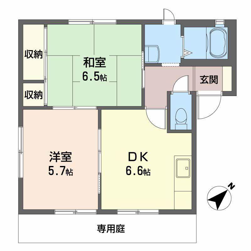 サントークC棟(2DK/1階)の間取り写真