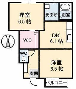 ミモザ I棟(2DK/1階)の間取り写真