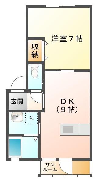 エバーグリーンJ(1DK/1階)の間取り写真