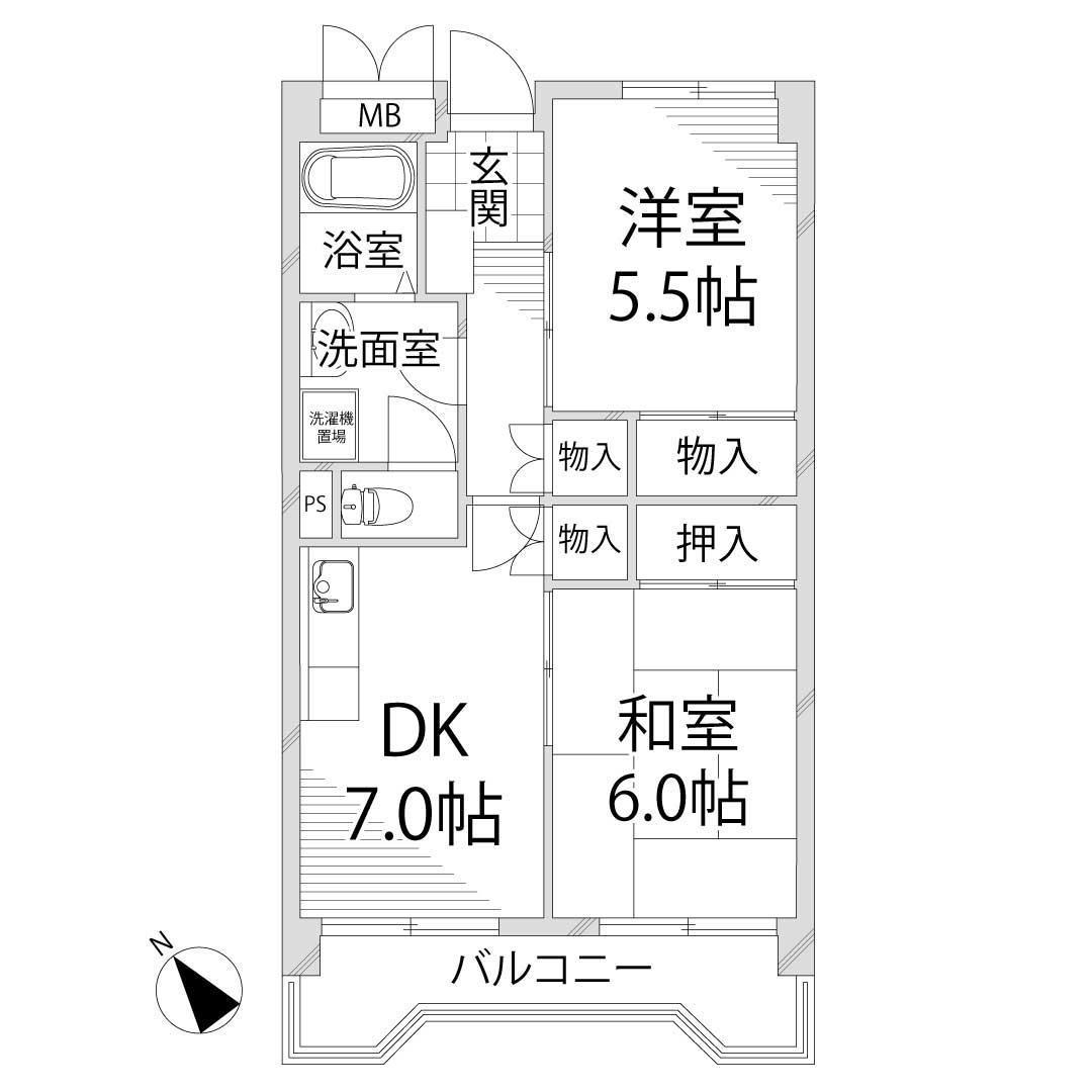 ヴェルメゾン(2DK/3階)の間取り写真